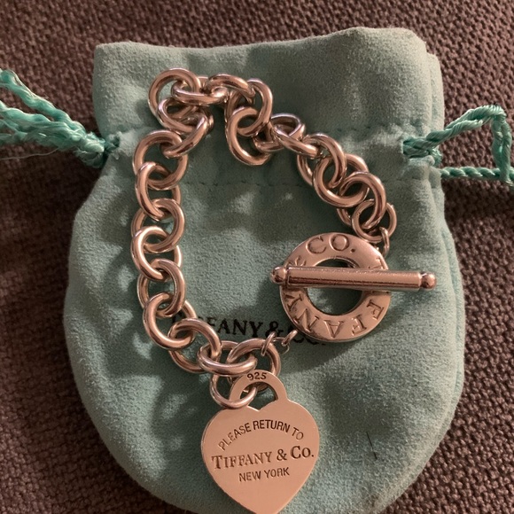 Heart charm Tiffany’s bracelet. 23cm long - Picture 1 of 8